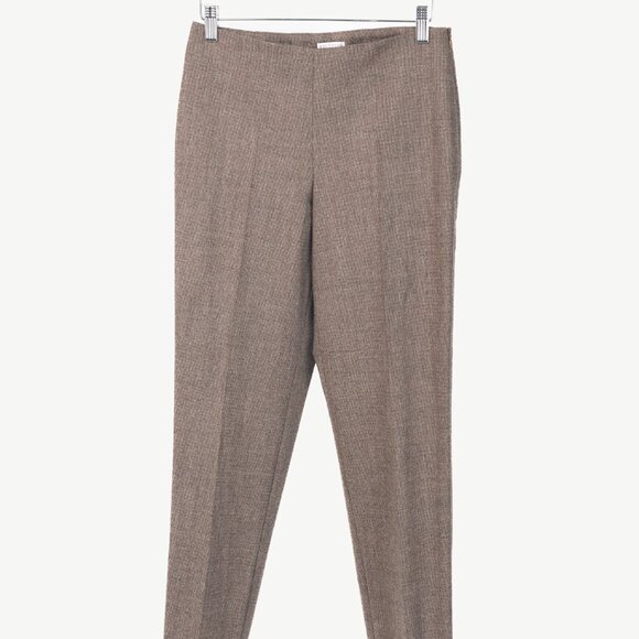 Brunello Cucinelli Brown Micro-Plaid Stretch-Wool Trousers - Picture 1 of 10